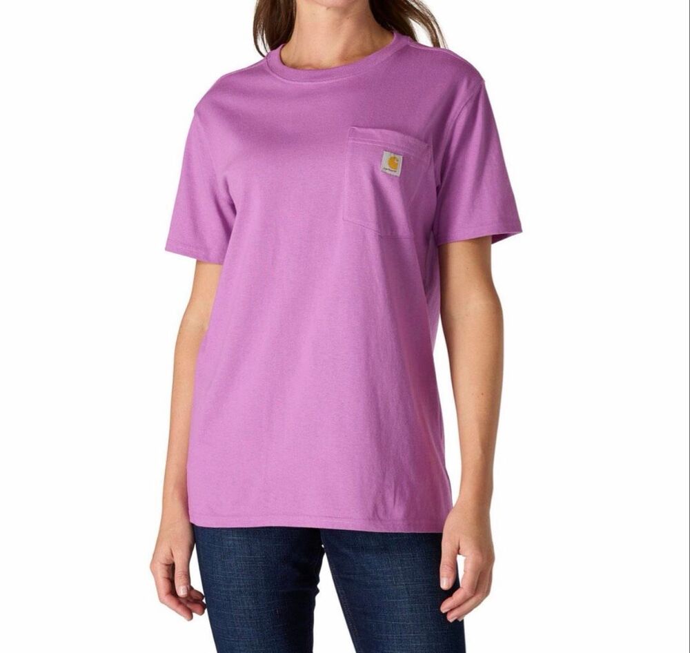 Carhartt Women's Loose Fit Heavyweight Short Sleeve Pocket T-Shirt Purple 3X NWT